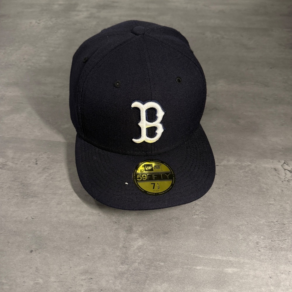 New Era Boston Red Sox Hat Mens 7 1/2 Navy 59FIFTY Palm Tree Lean Cup Alternate